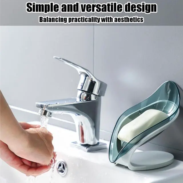 Alt view image 4 of 6 - Self Draining Leaf Soap Dish Easy to Clean Waterfall Soap Holder, Multi-Use for Shower, Bathroom & Kitchen Sink, Durable & Stylish (Blue)