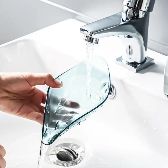 Alt view image 6 of 6 - Self Draining Leaf Soap Dish Easy to Clean Waterfall Soap Holder, Multi-Use for Shower, Bathroom & Kitchen Sink, Durable & Stylish (Blue)