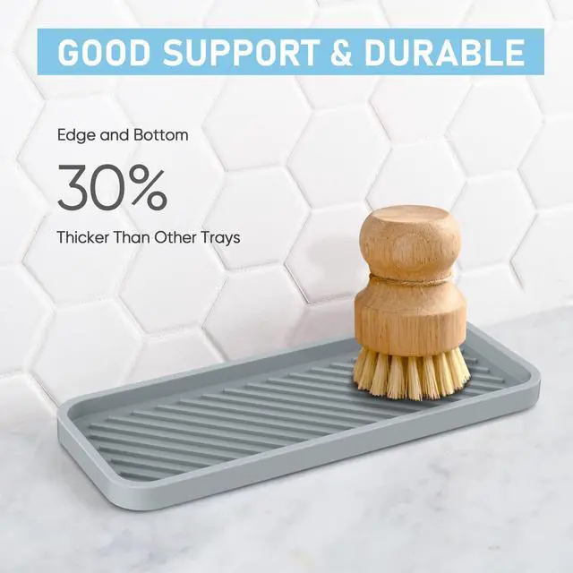 Alt view image 4 of 7 - Sink Organizer Tray,2 Pack Silicone Sponge Holder for Sink Bathroom