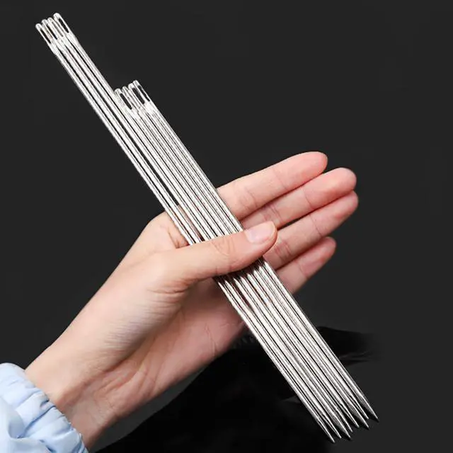 Alt view image 2 of 7 - 4" Professional Upholstery Needle 10cm Length 3mm Thickness, Big Eye Hand Sewing Needles for Stitching and Crafting Projects