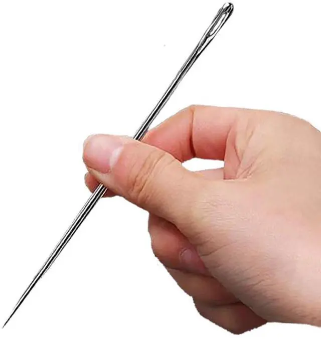 Main image of 4" Professional Upholstery Needle 10cm Length 3mm Thickness, Big Eye Hand Sewing Needles for Stitching and Crafting Projects