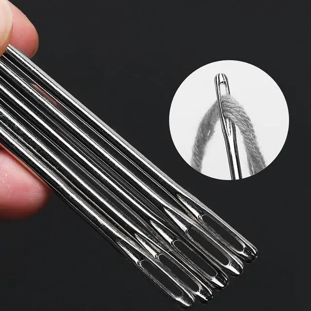 Alt view image 6 of 7 - 4" Professional Upholstery Needle 10cm Length 3mm Thickness, Big Eye Hand Sewing Needles for Stitching and Crafting Projects