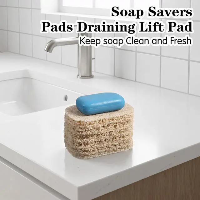 Alt view image 3 of 7 - 6 Pack Soap Saver Pad Self-Draining Porous Bar Soap Holder Pads