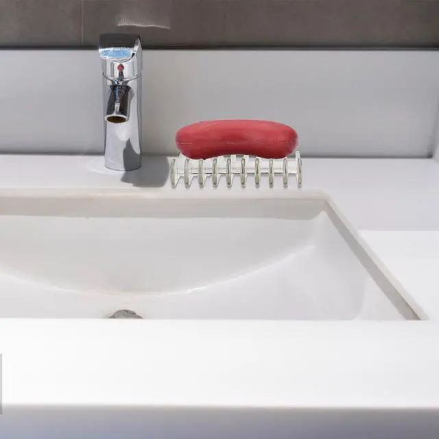 Alt view image 4 of 6 - 2 Pieces Plastic Bar Soap Holder Self Draining Soap Dish Soap Savers for Bar Soap Clear Soap Tray Soap Dish for Shower Kitchen Bathroom Hotel