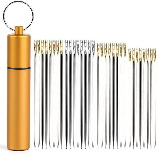 Main image of Self Threading Needles 40pcs Easy Threading Steel Hand Sewing Needle