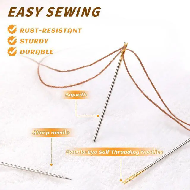 Alt view image 3 of 7 - Self Threading Needles 40pcs Easy Threading Steel Hand Sewing Needle