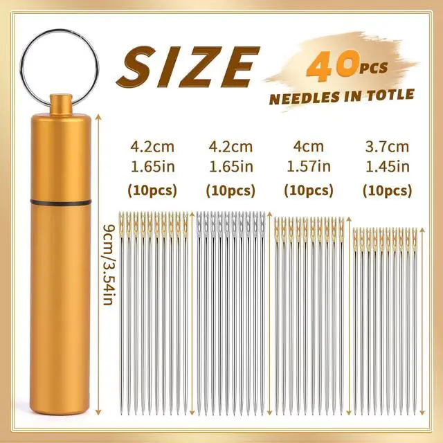 Alt view image 2 of 7 - Self Threading Needles 40pcs Easy Threading Steel Hand Sewing Needle