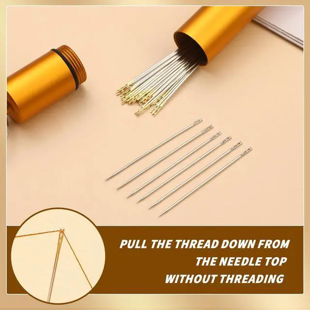 Alt view image 5 of 7 - Self Threading Needles 40pcs Easy Threading Steel Hand Sewing Needle