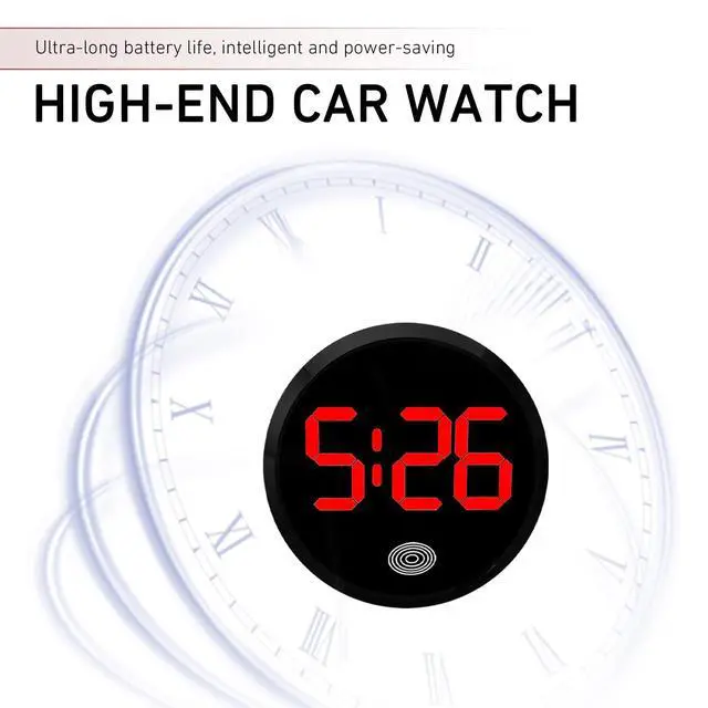 Alt view image 5 of 7 - Touch Activated Luminous Digital Car Clock, Mini Stick-On Electronic Dashboard Clock, Battery Powered Night Light Vehicle Interior Decor Accessory, Red