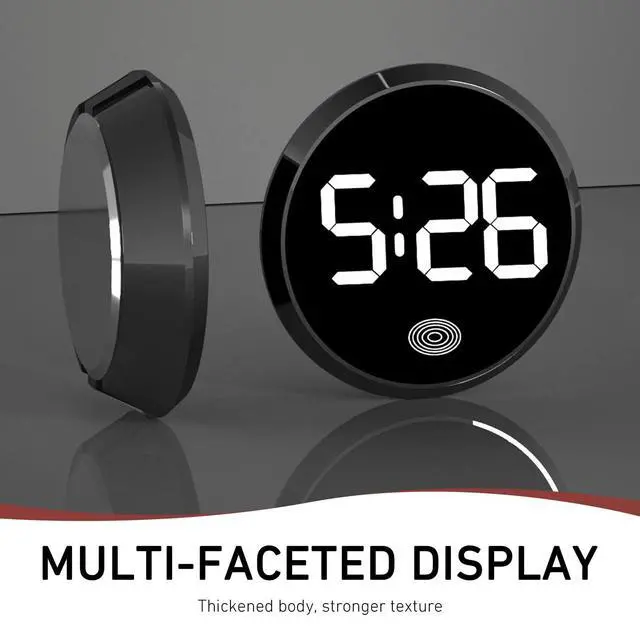 Alt view image 6 of 7 - Touch Activated Luminous Digital Car Clock, Mini Stick-On Electronic Dashboard Clock, Battery Powered Night Light Vehicle Interior Decor Accessory, Red