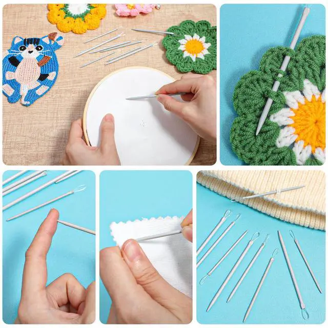 Alt view image 3 of 7 - 9 PCS Wool Yarn Needles, Darning Needle Nylon Thread Rope Threader Large Eye Tapestry Needle for Weave Hand Weaving Sweater Tools Accessories for Sewing Knitting Crochet Yarn Embroidery