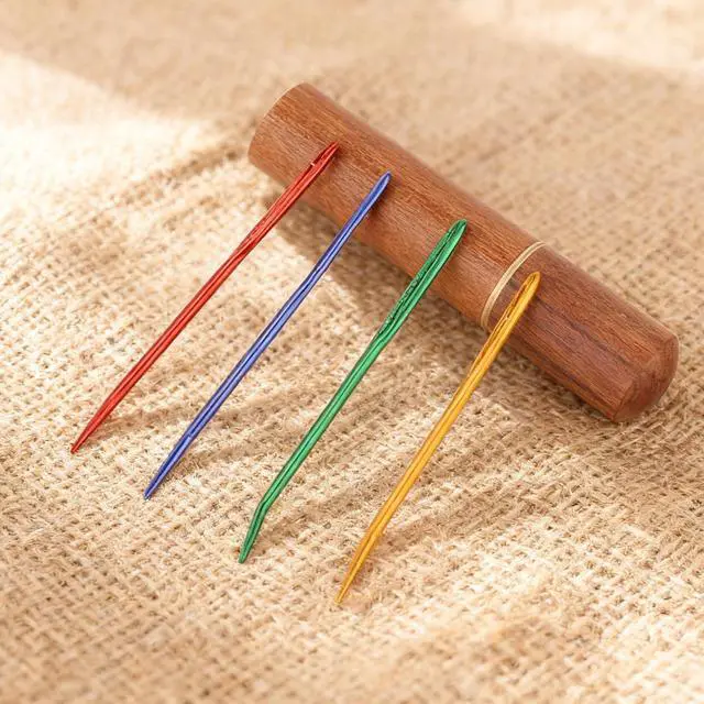Alt view image 5 of 7 - 17pcs Large Eye Sewing Needles Kit, Stainless Steel Large Eye Blunt & Bent Tapestry Needles with Wooden Case for Hand Knitting and Crochet Projects
