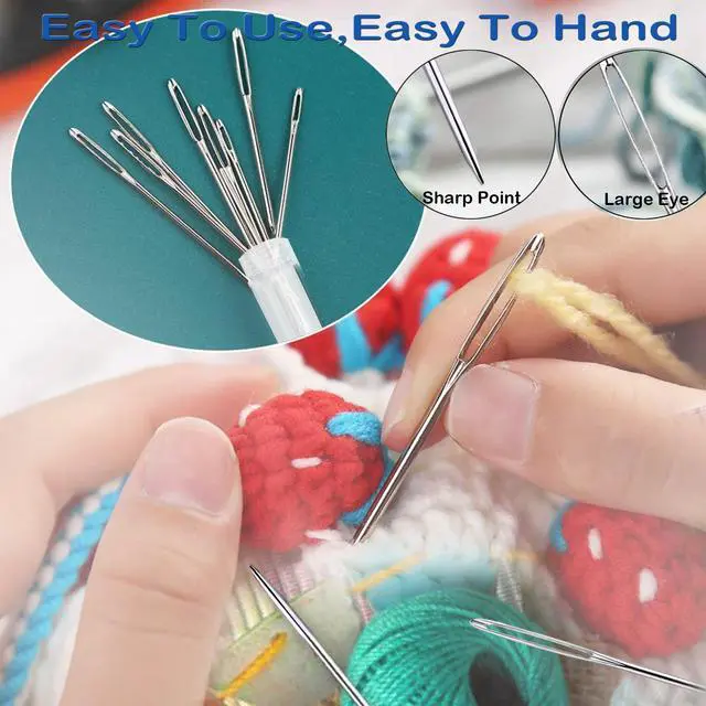 Alt view image 6 of 6 - 75 PCS Large Eye Sewing Needles, 5 Sizes Hand Sewing Needles with 4 Pcs Needle Threader, Including Embroidery