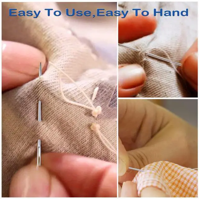 Alt view image 5 of 6 - 75 PCS Large Eye Sewing Needles, 5 Sizes Hand Sewing Needles with 4 Pcs Needle Threader, Including Embroidery