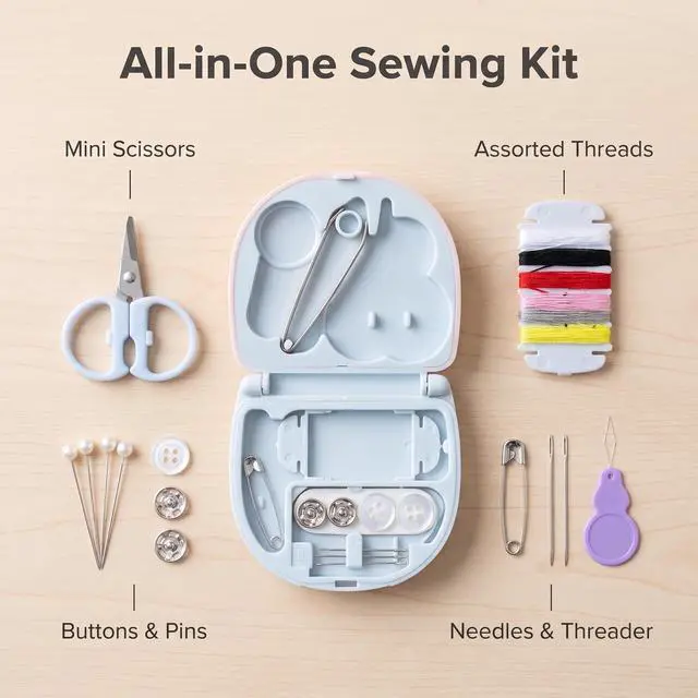 Alt view image 5 of 7 - Travel Sewing Kit Emergency Repair with Plastic Case