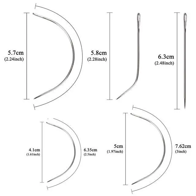 Alt view image 6 of 7 - Weaving Needle Combo Deal Black Thread with 10pcs Needle for Making Wig Sewing Hair Weft Hair Weave Extension, Big Medium and Small C J Shape Curved Needle I Needle (3 Thread Black + 10 Needle)