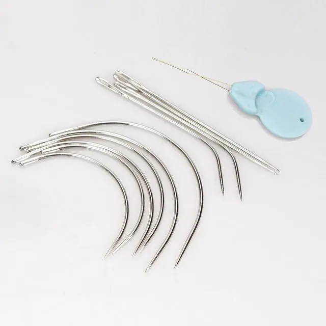 Alt view image 7 of 7 - Weaving Needle Combo Deal Black Thread with 10pcs Needle for Making Wig Sewing Hair Weft Hair Weave Extension, Big Medium and Small C J Shape Curved Needle I Needle (3 Thread Black + 10 Needle)