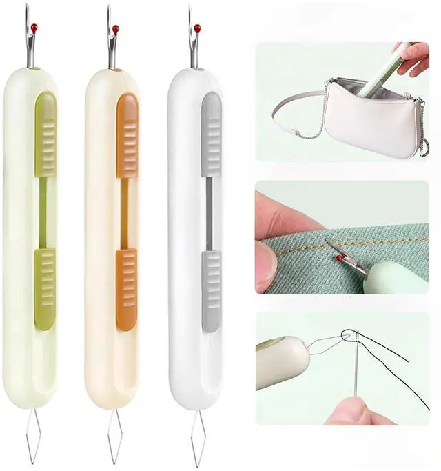 Main image of Dual Function Seam Ripper and Needle Threader Compact Design Needle Threaders for Hand Sewing Threaders for Sewing Perfect for Easy Stitch Removal and Threading Needles Efficient Seam Ripping(3 Pack)