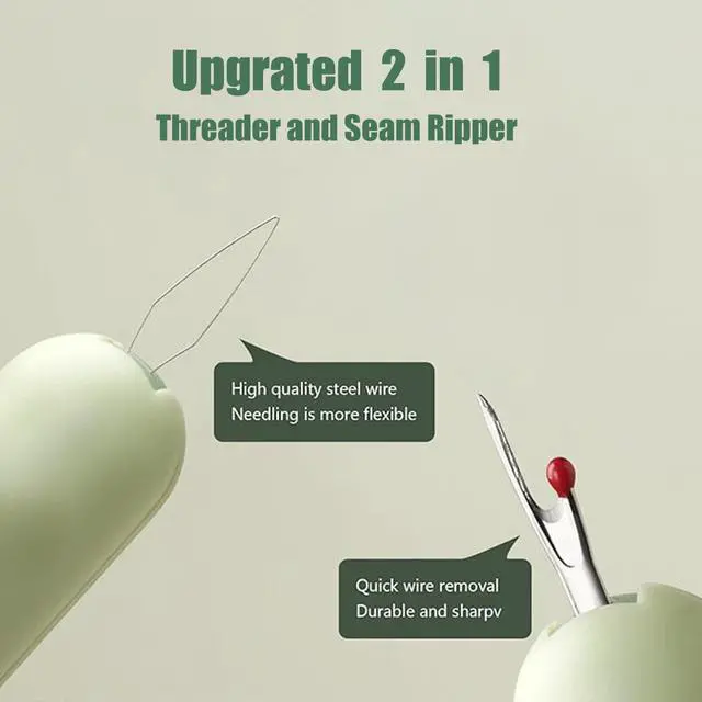 Alt view image 3 of 4 - Dual Function Seam Ripper and Needle Threader Compact Design Needle Threaders for Hand Sewing Threaders for Sewing Perfect for Easy Stitch Removal and Threading Needles Efficient Seam Ripping(3 Pack)