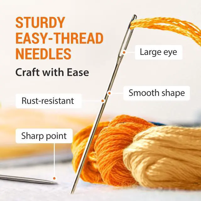 Alt view image 4 of 6 - 200 PCS Large Eye Heavy Duty Sewing Needles - Bulk Set of 2 inch Big Eye Embroidery Needles - Easy to Thread Quilting Needles