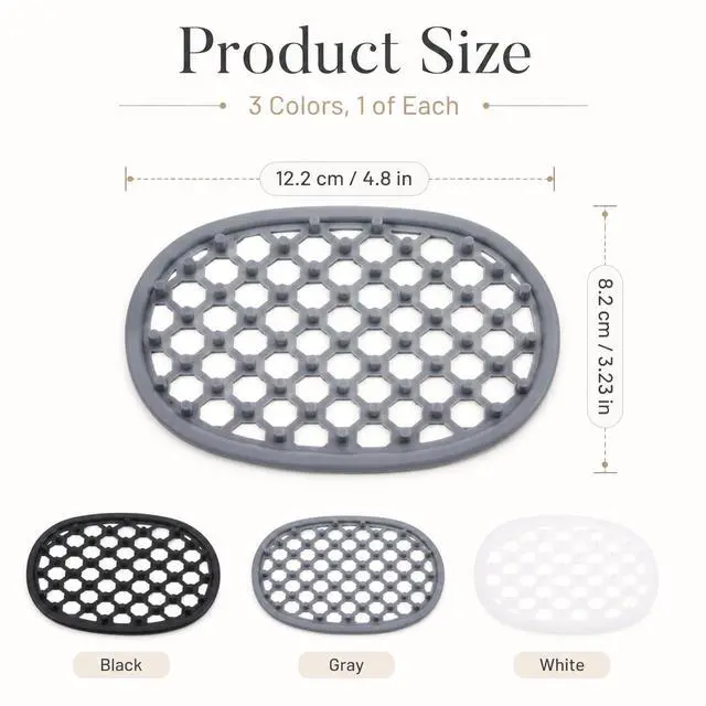 Alt view image 2 of 7 - 3Pcs Silicone Soap Holder, Non-Slip Soap Tray Efficient Drainage Holes