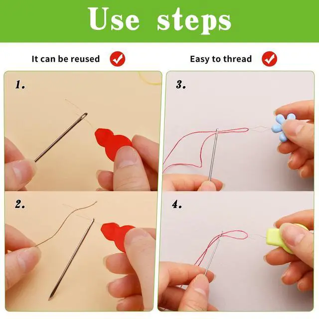 Alt view image 3 of 7 - 51Pcs Needle Threader Tool Set 9 Types Needle Threader with Thimbles