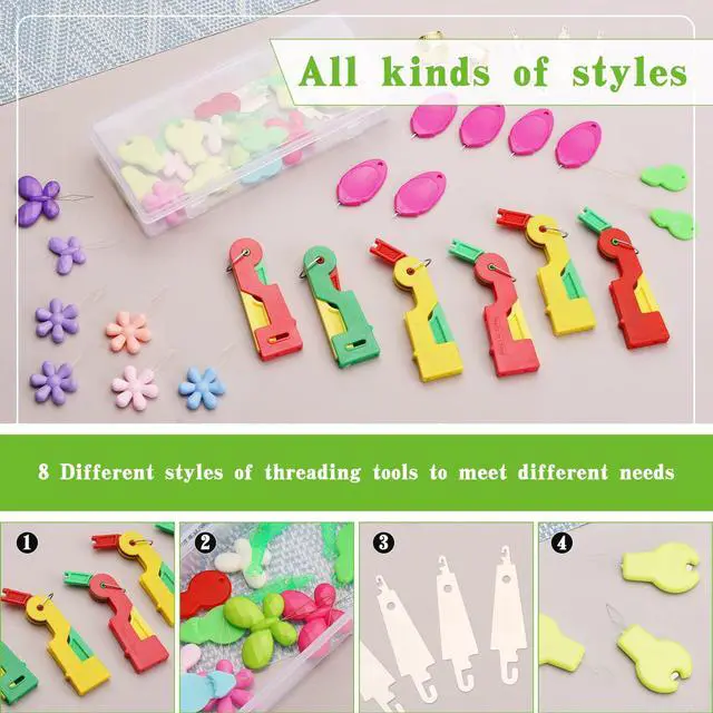 Alt view image 6 of 7 - 51Pcs Needle Threader Tool Set 9 Types Needle Threader with Thimbles