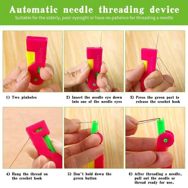 Alt view image 4 of 7 - 51Pcs Needle Threader Tool Set 9 Types Needle Threader with Thimbles