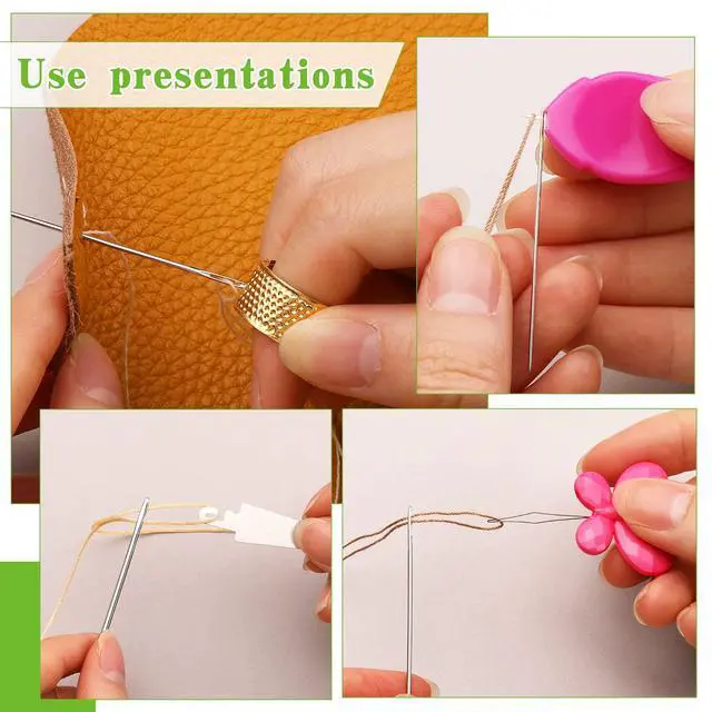 Alt view image 7 of 7 - 51Pcs Needle Threader Tool Set 9 Types Needle Threader with Thimbles