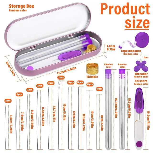 Alt view image 2 of 7 - 60 PCS Beading Needles Set with 10 Sizes Beading Seed Needles