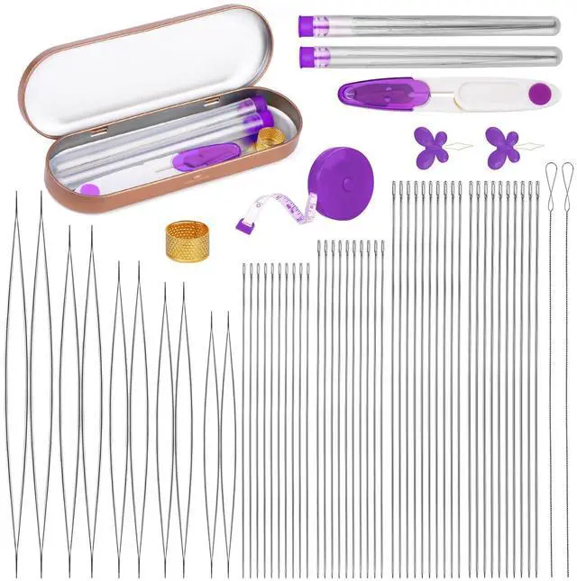 Main image of 60 PCS Beading Needles Set with 10 Sizes Beading Seed Needles