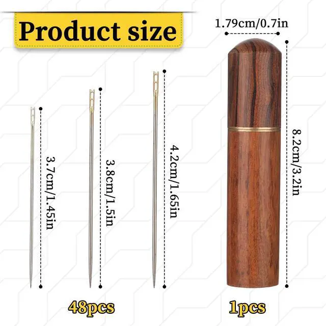 Alt view image 2 of 7 - 48Pcs Large Eye Sharp Needles, Self Threading Needles for Hand Sewing, Easy to Thread Big Eye Sewing Needles, Embroidery Needles Blind Needles in 3 Sizes 1.42/1.5/1.65 in for DIY Embroidery Sewing