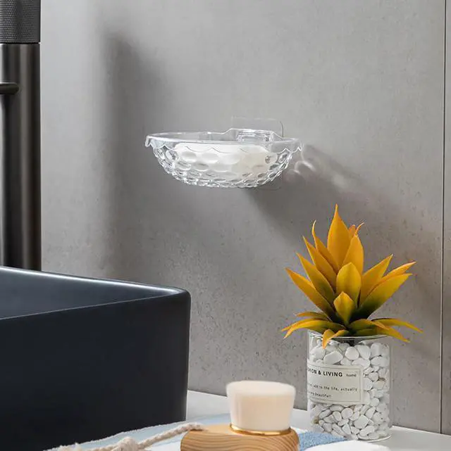 Alt view image 3 of 5 - Soap Dish with Self-Draining Design - No Drilling Universal and Aesthetics, Waterproof, Plastic Soap Saver - Bathroom Kitchen Organizer