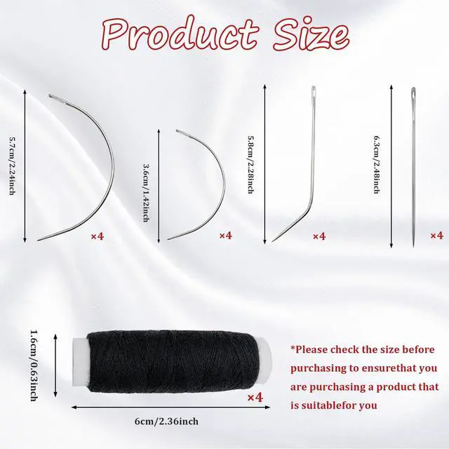 Alt view image 2 of 7 - 20 Piece Hair Needle and Thread Kit for Weave and Wigs Sewing
