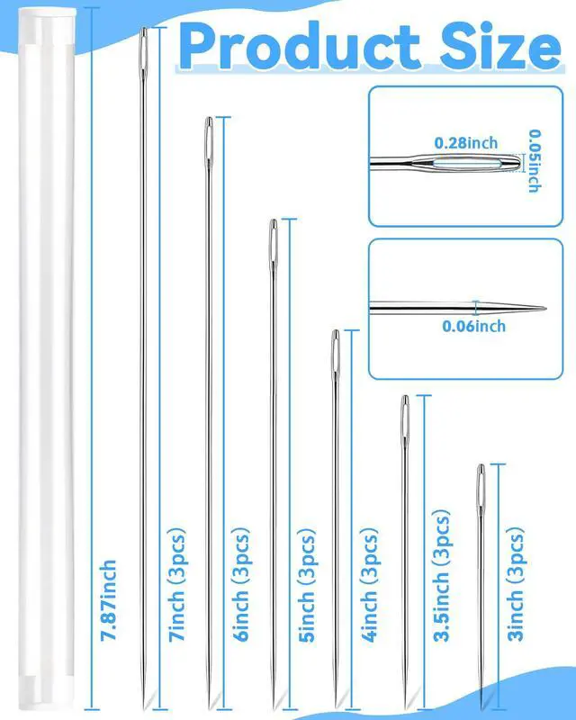 Alt view image 2 of 5 - 18PCS Professional Upholstery Needles, Large Sewing Needles