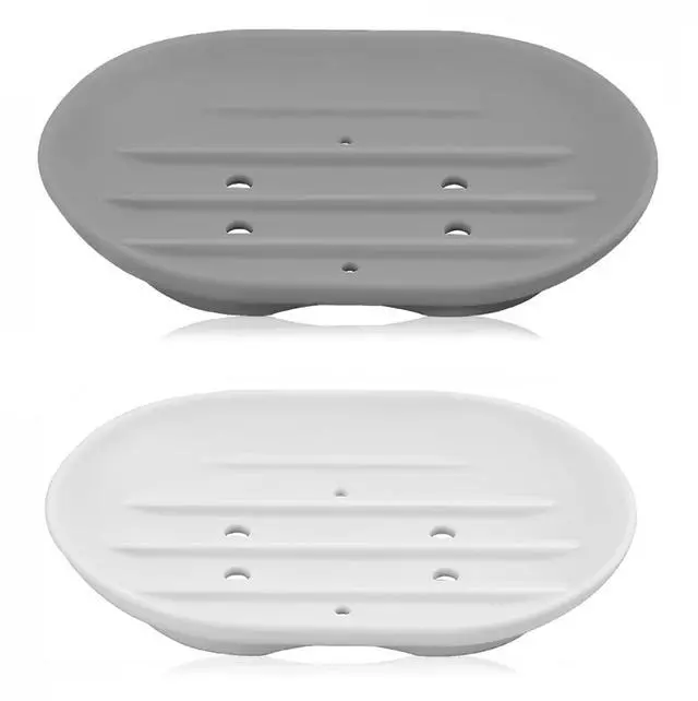 Main image of 2 Pcs Silicone Soap Dish with Drainage,Anti-Slip Portable Shower Soap Box, Self Draining Shower Soap Holder for Showers, Bathroom, Kitchen, Counter Top and Shelf, Easy Cleaning