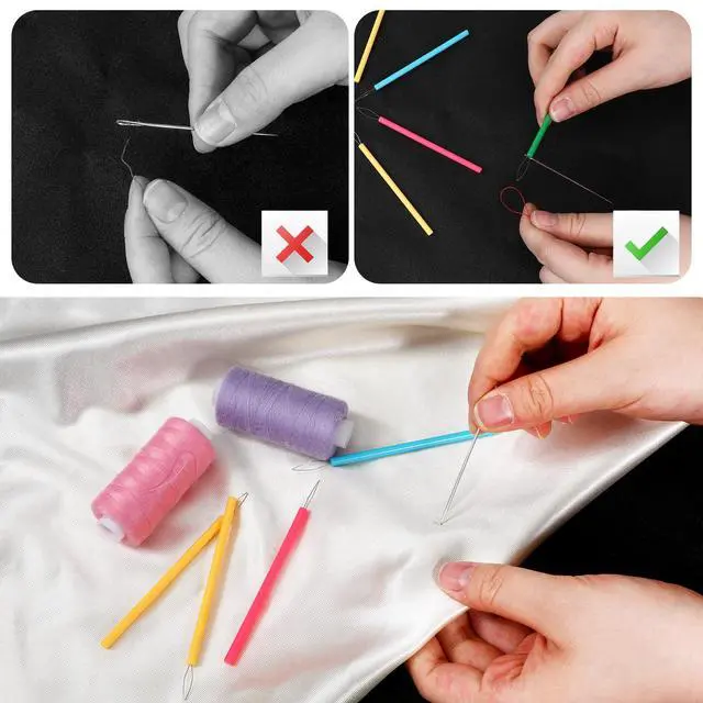Alt view image 4 of 7 - 10 Pcs Needle Threader for Hand Sewing 5 Colors Needle Threading Tool Set Colorful Easy Threading Guide Plastic Sewing Machine Thread Helper for Elderly Beading and Knitting Craft Accessories