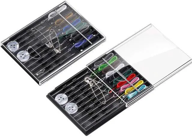 Main image of 2 Boxes (20 Pcs) Home and Travel Sewing Kit Pre Threaded Needles for Hand Sewing Needles and Thread Box Quick Prethreaded Kits