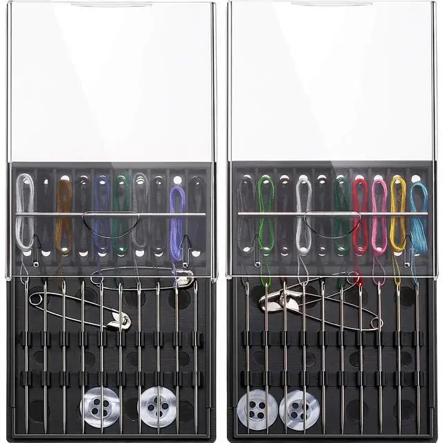 Alt view image 2 of 6 - 2 Boxes (20 Pcs) Home and Travel Sewing Kit Pre Threaded Needles for Hand Sewing Needles and Thread Box Quick Prethreaded Kits