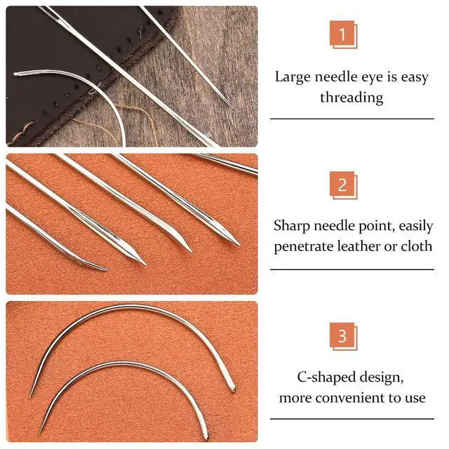 Alt view image 4 of 7 - Upholstery Needle, 16 PCS Curved Needle, Leather Needles