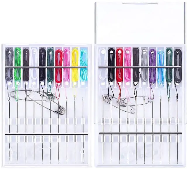 Main image of 2 Boxes (20 Pcs) Pre Threaded Needles for Hand Sewing Needles and Thread Box Quick Sewing Kit Prethreaded Kits(Mixed Color)