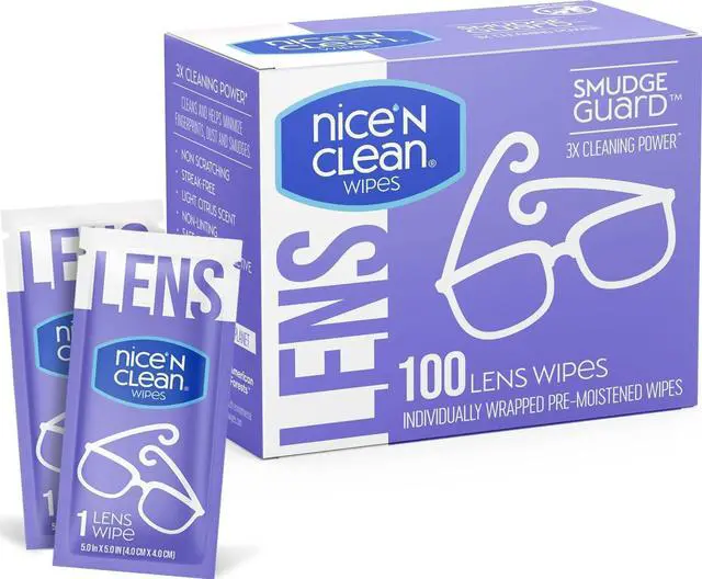 Main image of SmudgeGuard Lens Cleaning Wipes (100 Total Wipes) | Pre-Moistened Individually Wrapped Wipes | Non-Scratching & Non-Streaking | Safe for Eyeglasses, Goggles, & Camera Lens