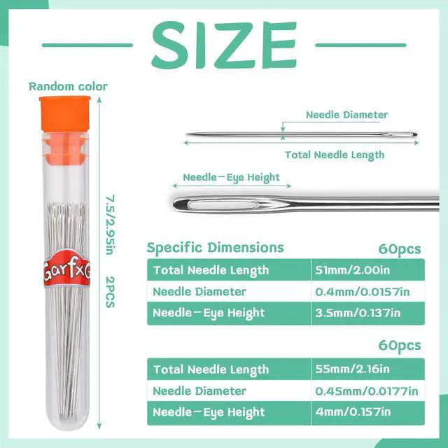 Alt view image 2 of 7 - 120 Pcs Beading Needles, 2 Different Sizes Straight Bead Needle
