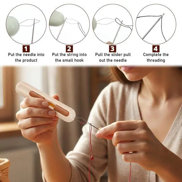 Alt view image 7 of 7 - 2 in 1 Automatic Needle Threaders Seam Ripper 3pcs for Hand Sewing