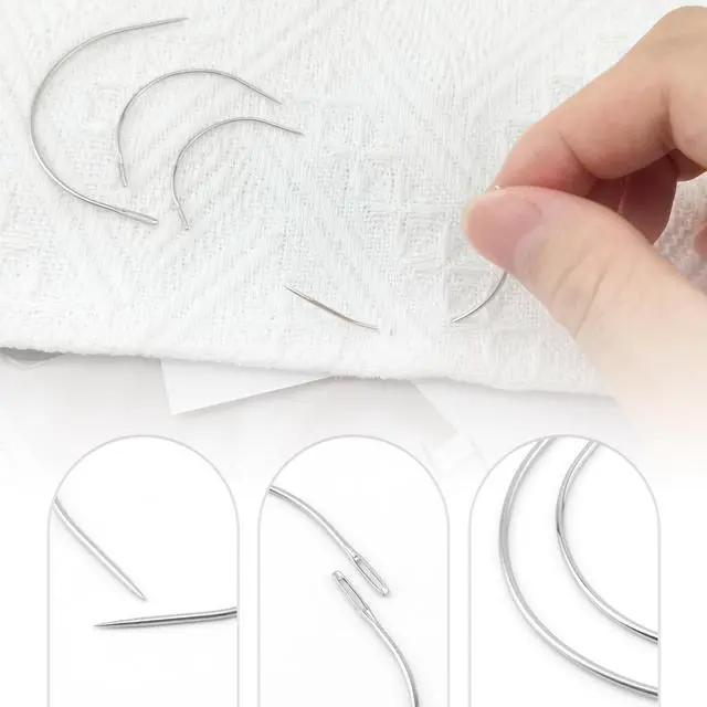 Alt view image 3 of 7 - 8 PCS Curved Needle Set, Curved Needles for Hand Sewing