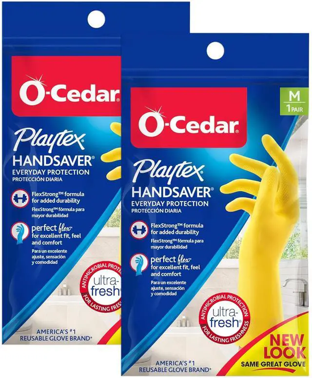 Main image of HandSaver Reuseable Rubber Cleaning Gloves (Medium, 2 Pairs), Everyday Protection Reusable Household Gloves