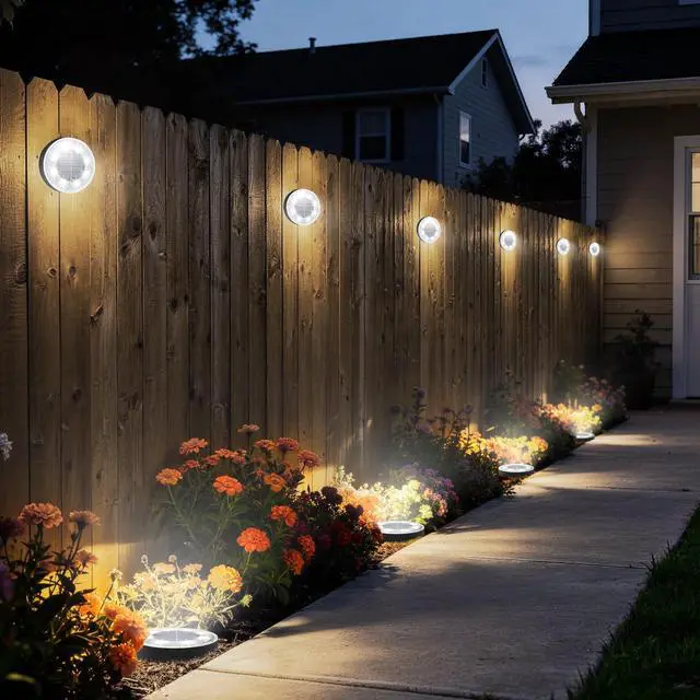 Alt view image 5 of 7 - 2-in-1 Solar Lights Outdoor Waterproof, 4 Pack 8 LED, White