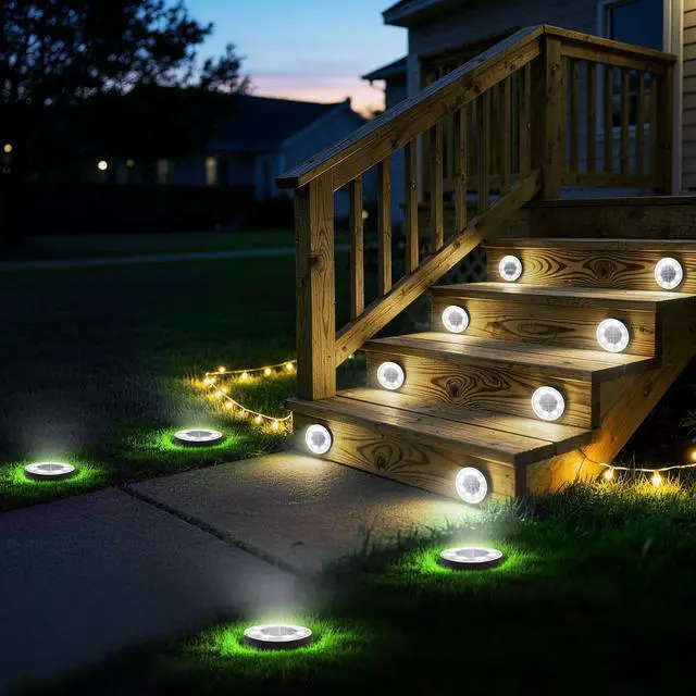 Alt view image 6 of 7 - 2-in-1 Solar Lights Outdoor Waterproof, 4 Pack 8 LED, White