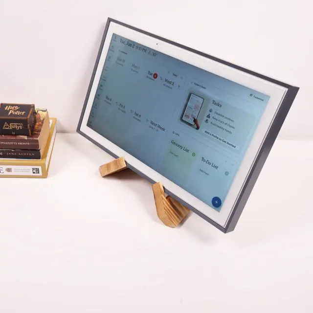 Alt view image 2 of 7 - Solid Wood Calendar Stand for 15-21.5inch, Compatible For Skylight Calendar 1&2, and other brands under 21.5 inches in size,Supports Horizontal or Vertical Display. (light wood grain, 15-21.5inch)