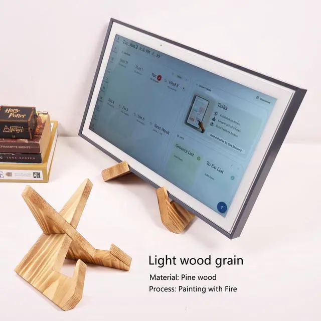Alt view image 4 of 7 - Solid Wood Calendar Stand for 15-21.5inch, Compatible For Skylight Calendar 1&2, and other brands under 21.5 inches in size,Supports Horizontal or Vertical Display. (light wood grain, 15-21.5inch)